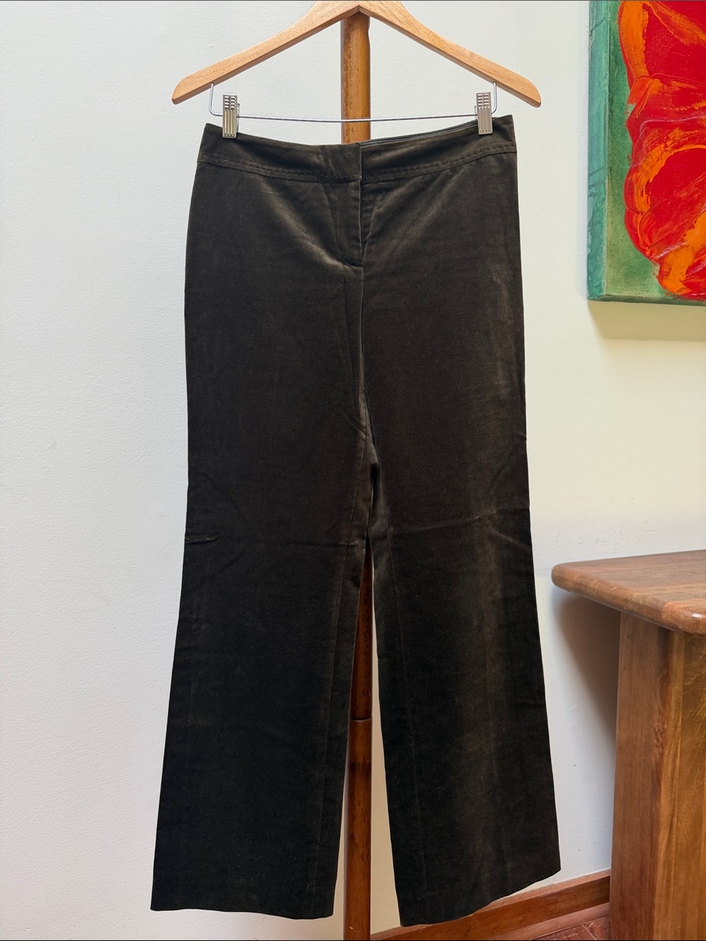 Ann Taylor Wide-Leg Velvet Pants in Olive Green Size 4P